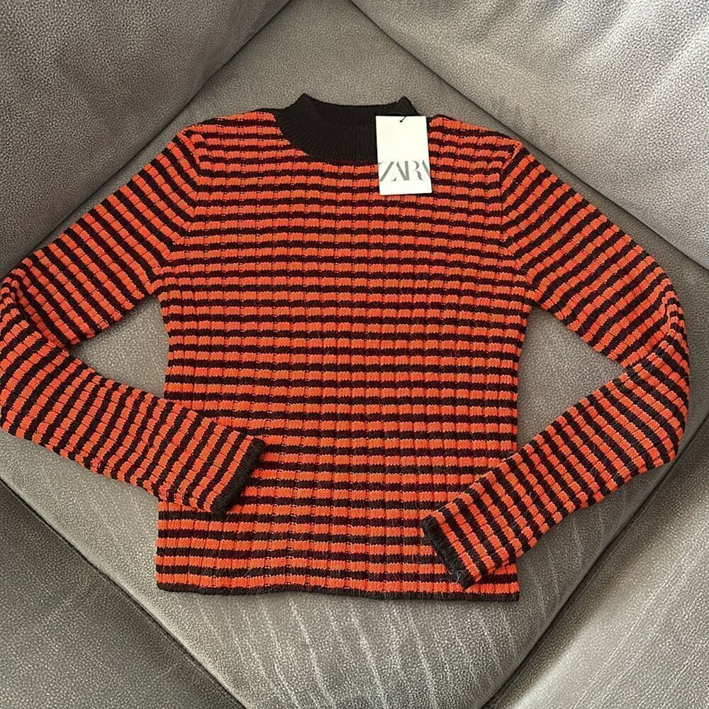 ZARA Kids | Black & Red | STRIPED RIBBED KNIT SWEATER - Picture 5 of 5